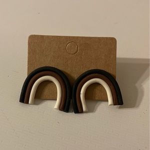 Black, brown and white rainbow polymer clay studs